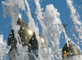 Fountains light up the golden domes of Moscow, the Russian Capital - The R.F. Royalty Free Stock Photo